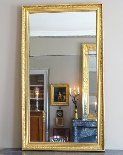 Large mantelpiece mirror, gilded wood frame, mercury mirror, Empire period - 157cm x 90cm
