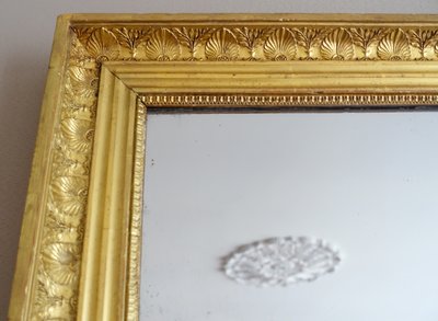 Large mantelpiece mirror, gilded wood frame, mercury mirror, Empire period - 157cm x 90cm
