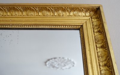 Large mantelpiece mirror, gilded wood frame, mercury mirror, Empire period - 157cm x 90cm