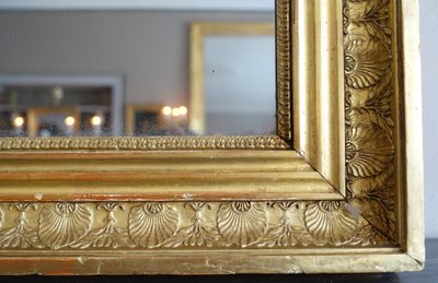 Large mantelpiece mirror, gilded wood frame, mercury mirror, Empire period - 157cm x 90cm