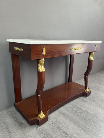Console in mogano e bronzo dorato in stile Impero, XIX secolo