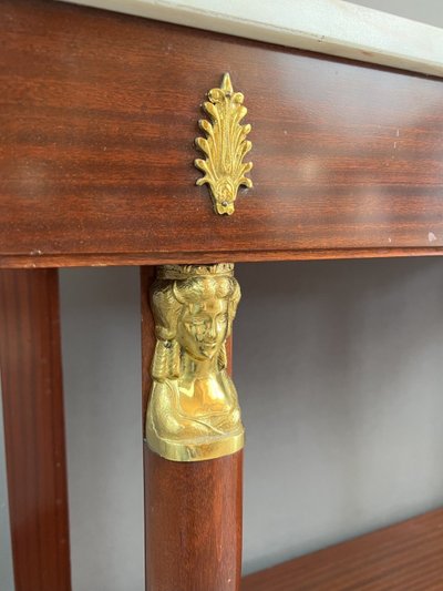Console in mogano e bronzo dorato in stile Impero, XIX secolo