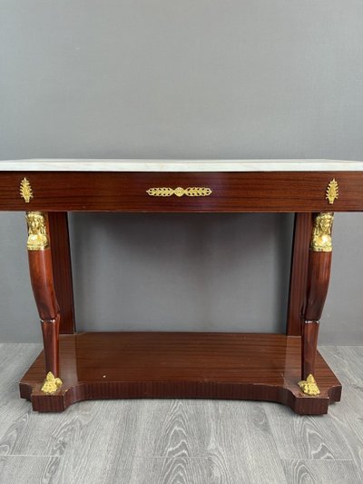 Console in mogano e bronzo dorato in stile Impero, XIX secolo