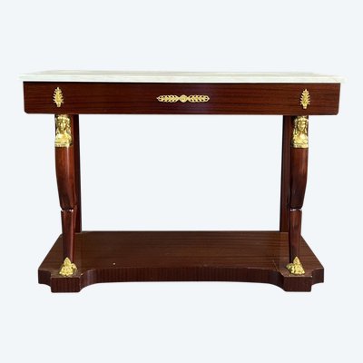 Console in mogano e bronzo dorato in stile Impero, XIX secolo