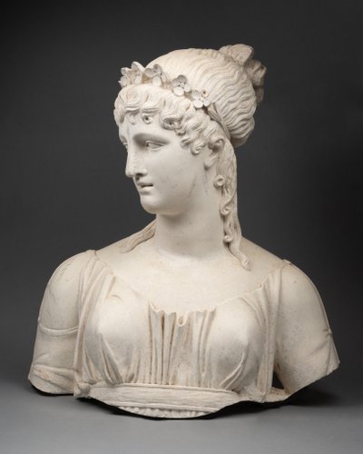 Buste en plâtre à la mode des Merveilleuses, XIXe siècle 