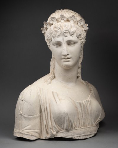 Buste en plâtre à la mode des Merveilleuses, XIXe siècle 