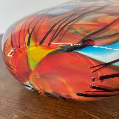 Stunning Murano glass vase incamiciata processing and in Murrine Millefiori . 70's Big