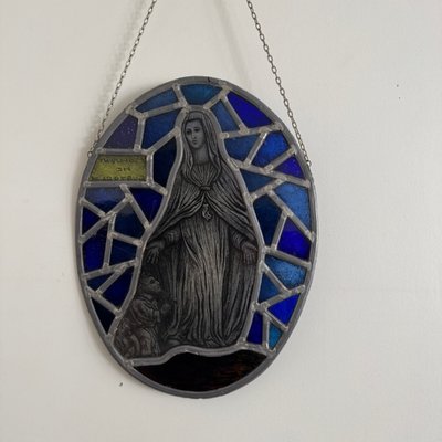 Stained glass Virgin Mary 19th century Posuerunt me custodem