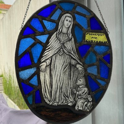 Stained glass Virgin Mary 19th century Posuerunt me custodem