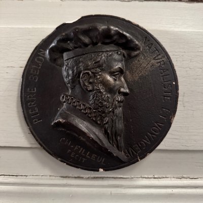 Tondo medallion by Charles Filleul Pierre Belon naturalist 20th century