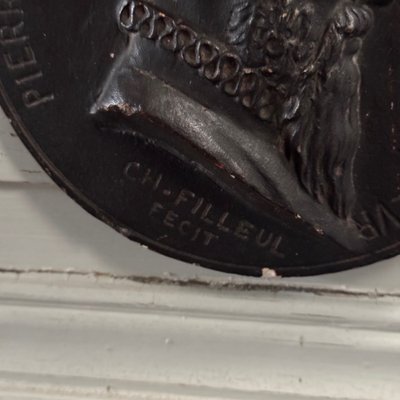 Tondo medallion by Charles Filleul Pierre Belon naturalist 20th century
