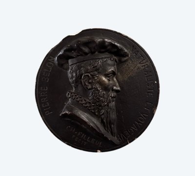 Tondo medallion by Charles Filleul Pierre Belon naturalist 20th century