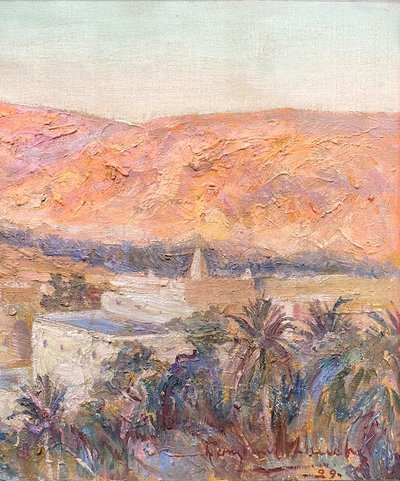 Constant Louche (1880 - 1965) - Blick auf ein Dorf Im Atlasgebirge