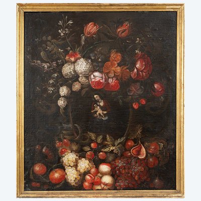Tableau ancienne  flamande, XVIIIe siècle.