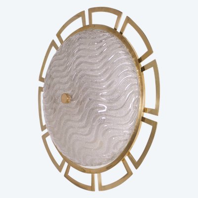 Large wall / ceiling light "soleil" in brass and Murano