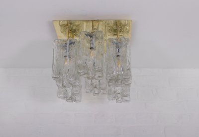 Ice Glass ceiling light in Kalmar brass .