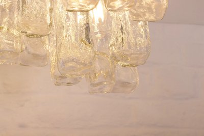 Ice Glass ceiling light in Kalmar brass .