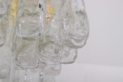 Ice Glass ceiling light in Kalmar brass .