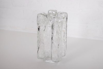 Ice Glass ceiling light in Kalmar brass .