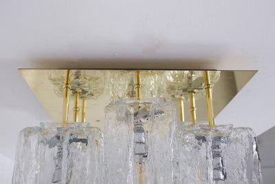 Ice Glass ceiling light in Kalmar brass .