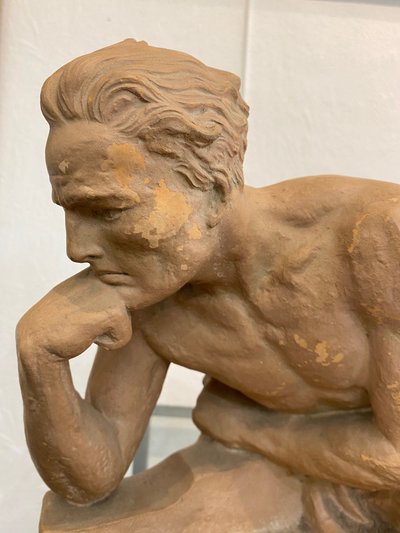 Sculpture in patinated terracotta signed J. DALBREUSE - Athlete resting - ART DECO