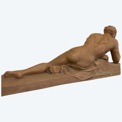 Sculpture in patinated terracotta signed J. DALBREUSE - Athlete resting - ART DECO