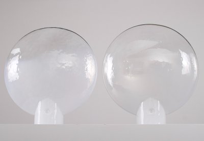 Paire d’Appliques Lenticulaire en Verre Opalescent