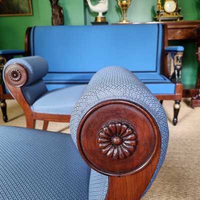 JBB DEMAY, rare paire de tabourets à secrets, estampillés, Époque Directoire-Consulat