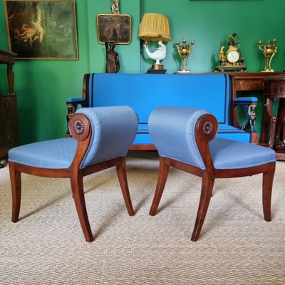 JBB DEMAY, rare paire de tabourets à secrets, estampillés, Époque Directoire-Consulat