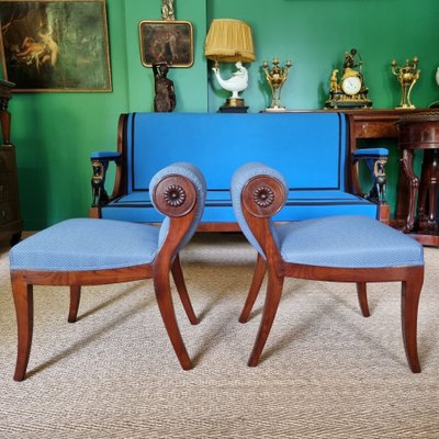 JBB DEMAY, rare paire de tabourets à secrets, estampillés, Époque Directoire-Consulat