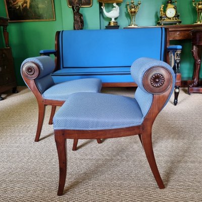 JBB DEMAY, rare paire de tabourets à secrets, estampillés, Époque Directoire-Consulat