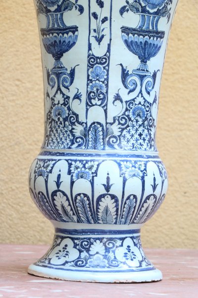Set of three Rouen earthenware vases