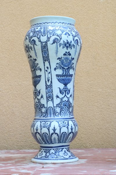 Set of three Rouen earthenware vases