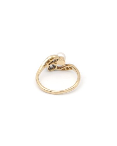 Bague Toi et Moi perles diamant en or 18k et platine, Bague Belle Epoque, Bijou ancien