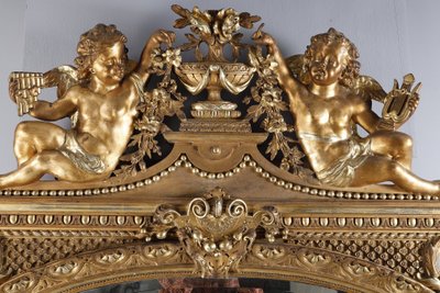 MONUMENTAL LOUIS XVI MIRROR, NAPOLEON III PERIOD WORK