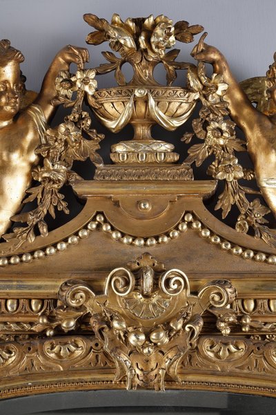 MONUMENTAL LOUIS XVI MIRROR, NAPOLEON III PERIOD WORK