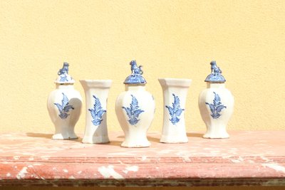 Set of three Rouen earthenware vases
