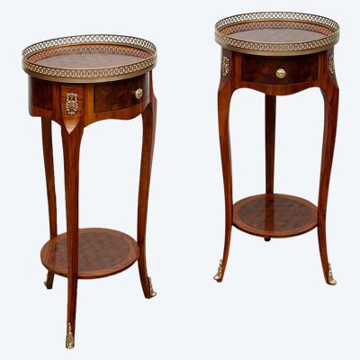 Paire de tables basses anciennes françaises, début XXe siècle.