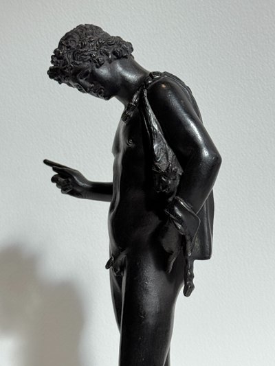 Narciso di Pompei, scultura in bronzo dal "Grand Tour" H 28 cm