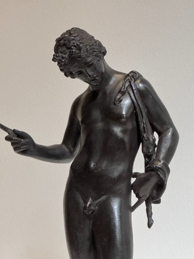 Narciso di Pompei, scultura in bronzo dal "Grand Tour" H 28 cm
