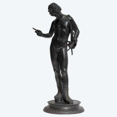 Narciso di Pompei, scultura in bronzo dal "Grand Tour" H 28 cm