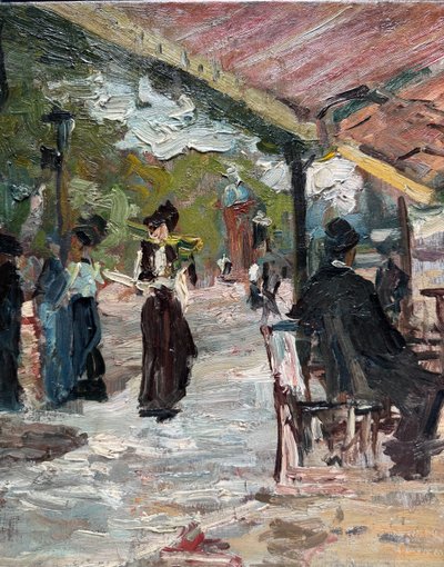 Pierre Gustave Paltz (1885-1921) - Paris, lively terrace on the boulevards, circa 1910