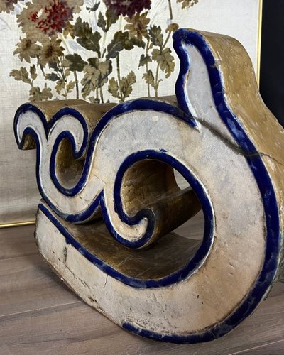 Antique architectural element - Chinese dragon in glazed stoneware, 19th century