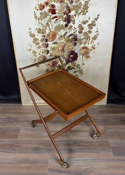 Chariot de service danois vintage en teck – design scandinave des années 60
