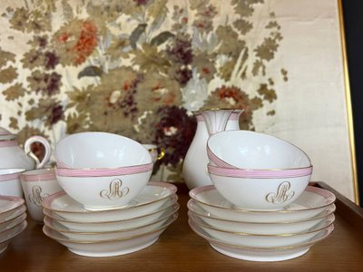 Service en porcelaine ancienne – J.P. L. Limoges – vers 1910–1930 – Monogrammé à l’or