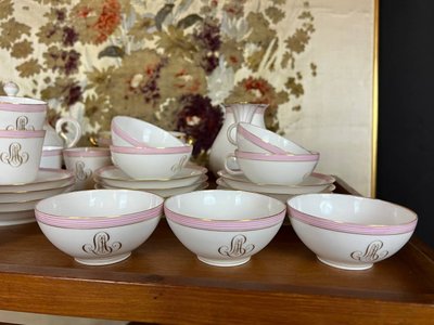 Service en porcelaine ancienne – J.P. L. Limoges – vers 1910–1930 – Monogrammé à l’or