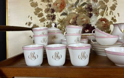 Service en porcelaine ancienne – J.P. L. Limoges – vers 1910–1930 – Monogrammé à l’or