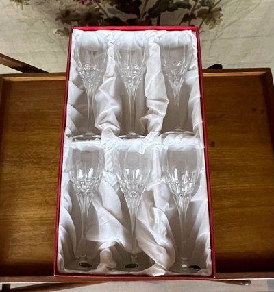 Set di 6 bicchieri da vino in vero cristallo - Cristalleries de Lorraine - taglio a mano - 24% PbO