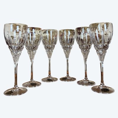 Set di 6 bicchieri da vino in vero cristallo - Cristalleries de Lorraine - taglio a mano - 24% PbO