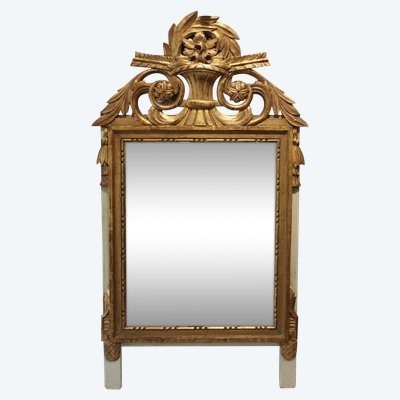 Miroir à fronton en bois doré style Louis XVI 19ème siècle